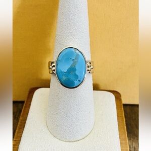 SHIVAM India Sterling Silver Blue Mohave Turquoise Ring Size 8